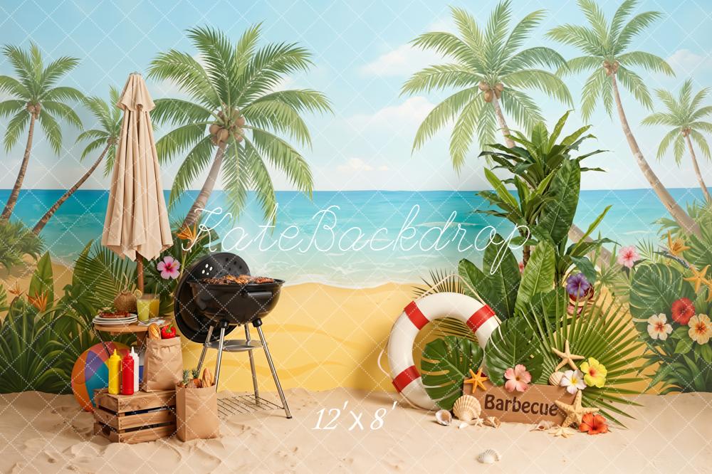 Kate Summer Beach Palm Trees Barbecue Backdrop Designed by Emetselch - Image 10