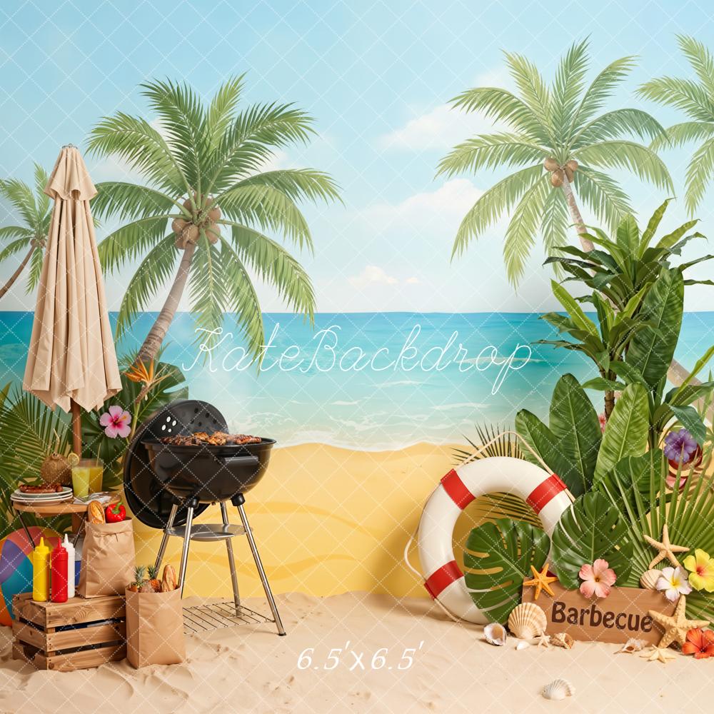 Kate Summer Beach Palm Trees Barbecue Backdrop Designed by Emetselch - Image 4