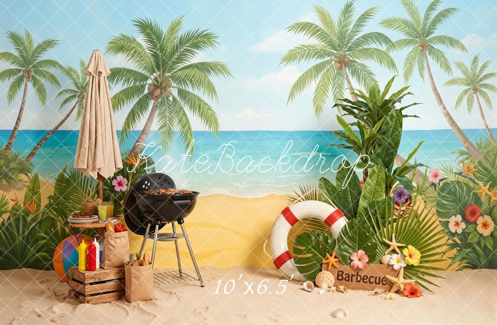 Kate Summer Beach Palm Trees Barbecue Backdrop Designed by Emetselch - Image 6