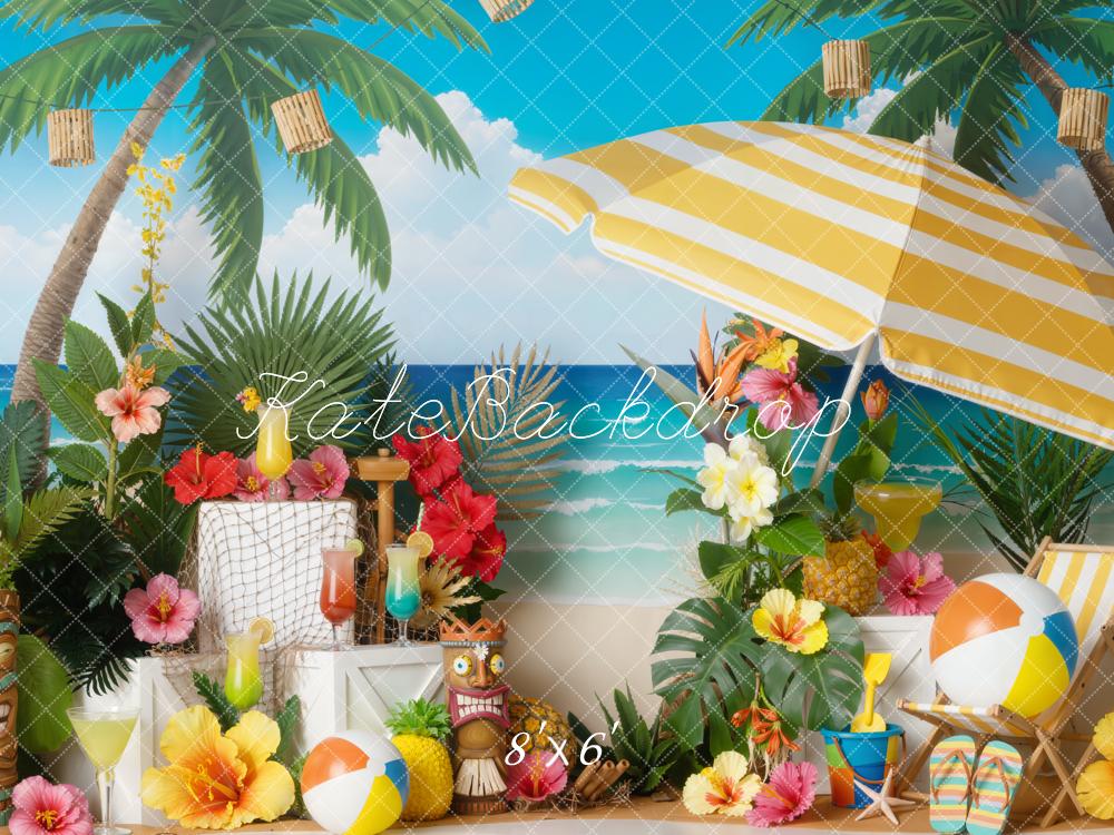 Kate Summer Beach Palm Trees Tropical Decor Backdrop Designed by Emetselch - Image 3
