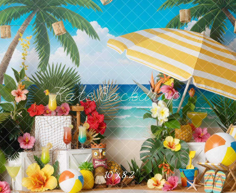 Kate Summer Beach Palm Trees Tropical Decor Backdrop Designed by Emetselch - Image 6
