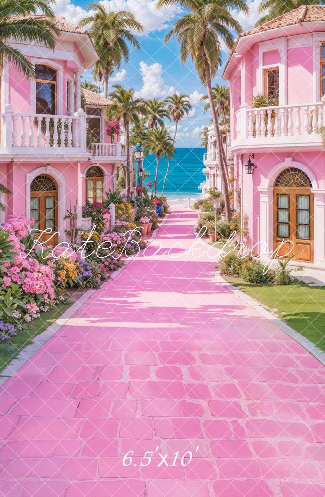 Kate Summer Beach Pink Fantasy Villa Backdrop Designed by Emetselch - Image 4