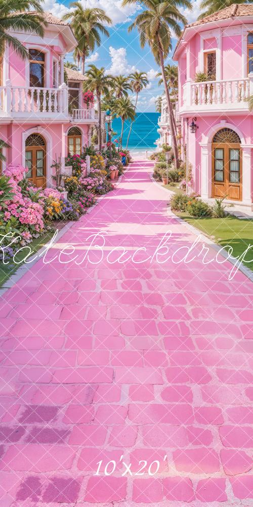 Kate Summer Beach Pink Fantasy Villa Backdrop Designed by Emetselch - Image 6