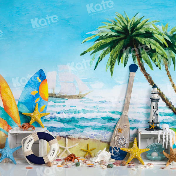 Kate Summer Beach Sea Surfboard Backdrop Designed by Emetselch - Image 2