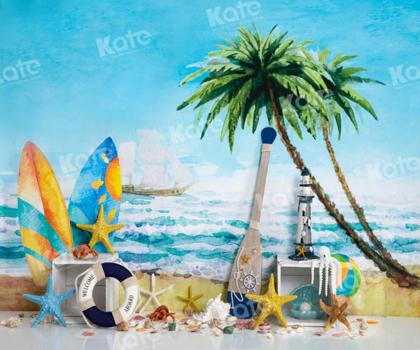 Kate Summer Beach Sea Surfboard Backdrop Designed by Emetselch - Image 3