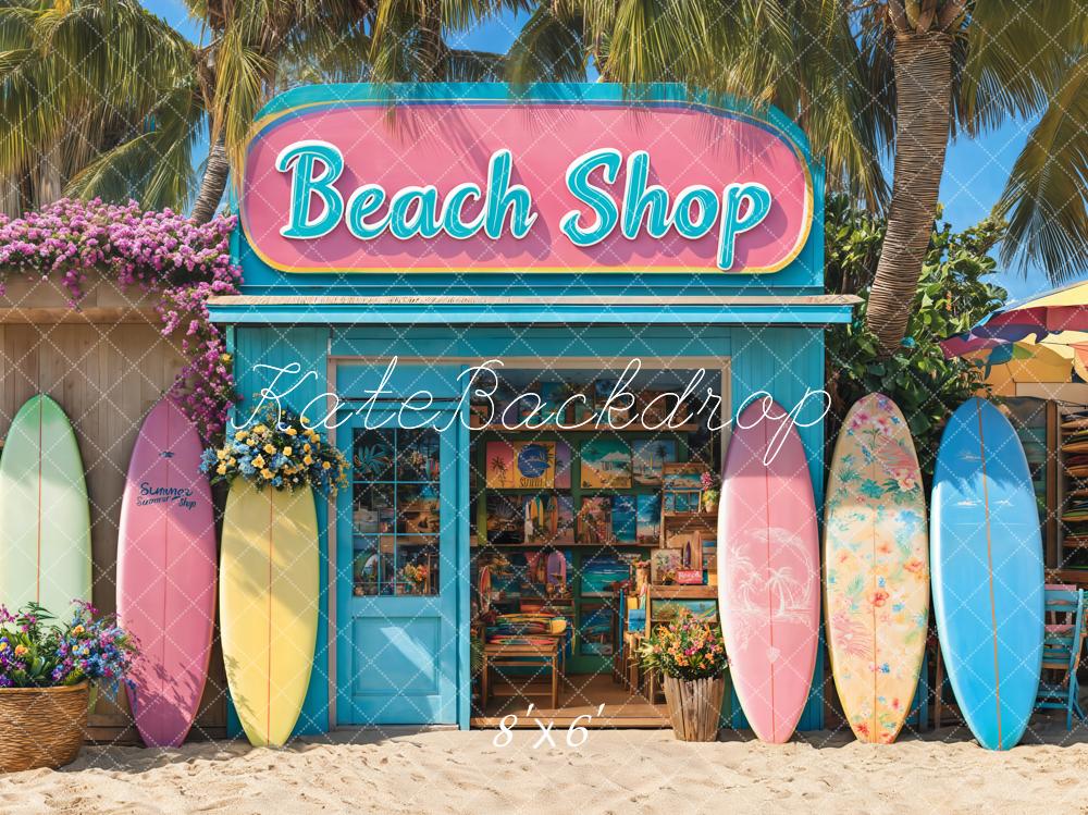 Kate Summer Beach Shop Surfboards Backdrop Designed by Emetselch - Image 3