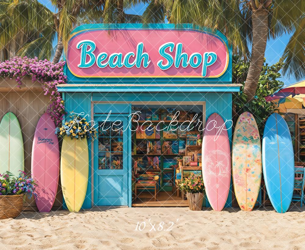 Kate Summer Beach Shop Surfboards Backdrop Designed by Emetselch - Image 5