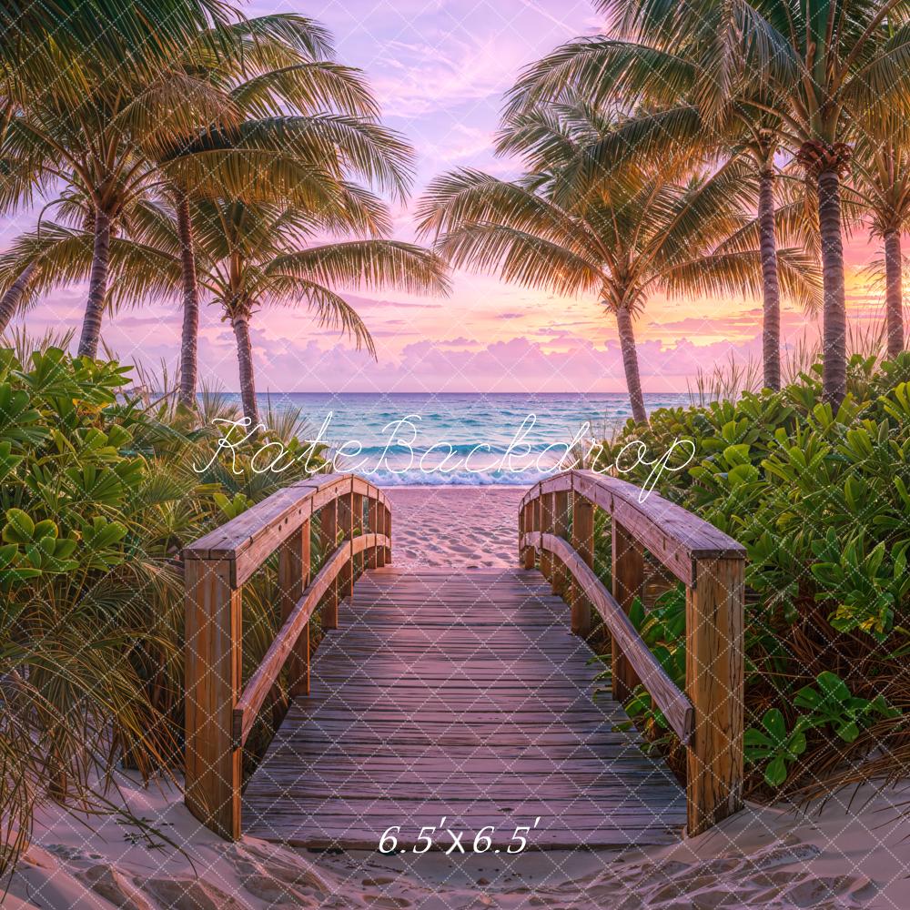 Kate Summer Beach Sunset Palm Trees Backdrop Designed by Emetselch - Image 2