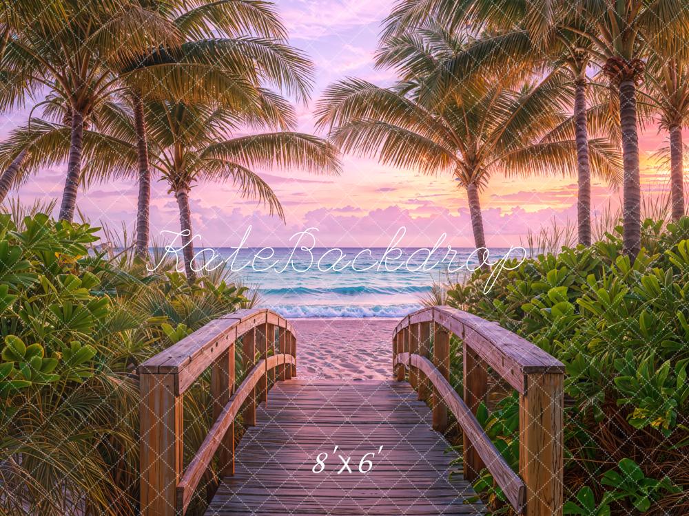 Kate Summer Beach Sunset Palm Trees Backdrop Designed by Emetselch - Image 3