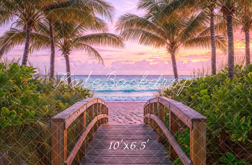 Kate Summer Beach Sunset Palm Trees Backdrop Designed by Emetselch - Image 4