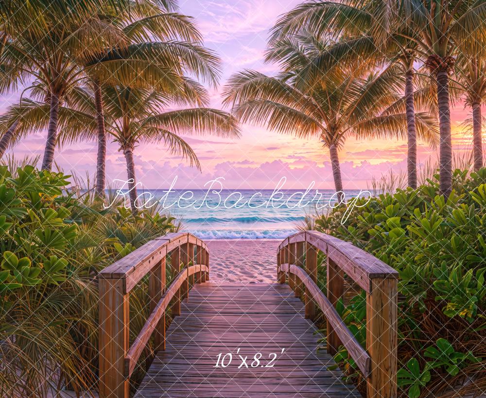 Kate Summer Beach Sunset Palm Trees Backdrop Designed by Emetselch - Image 5
