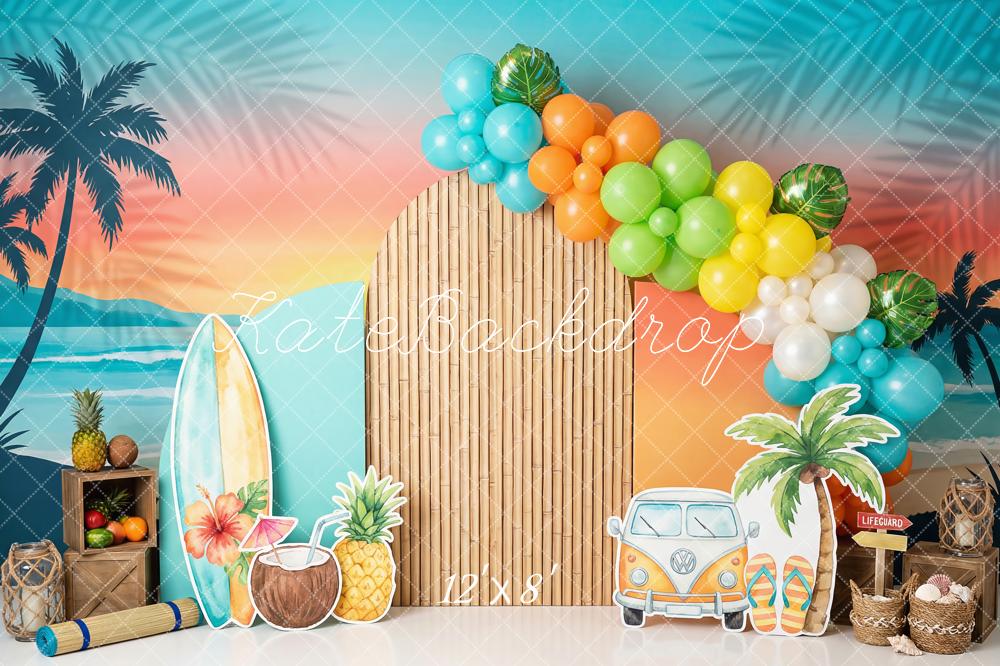 Kate Summer Beach Surfboard Balloons Van Fleece Backdrop Designed by Patty Robert - Image 4