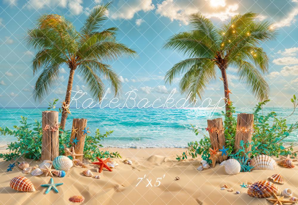 Kate Summer Beach Tropical Starfish Backdrop Designed by Emetselch - Image 2