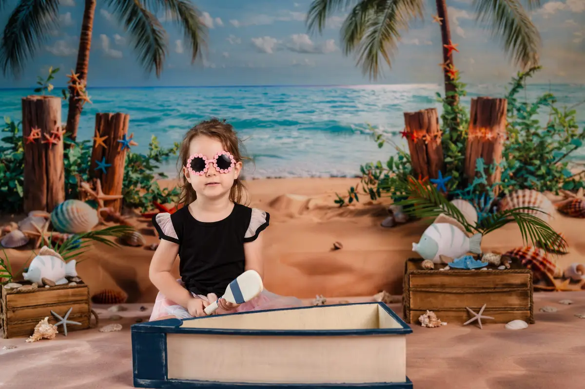 Kate Summer Beach Tropical Starfish Backdrop Designed by Emetselch - Image 4