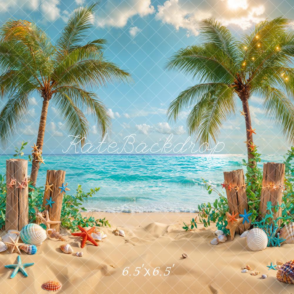 Kate Summer Beach Tropical Starfish Backdrop Designed by Emetselch - Image 6