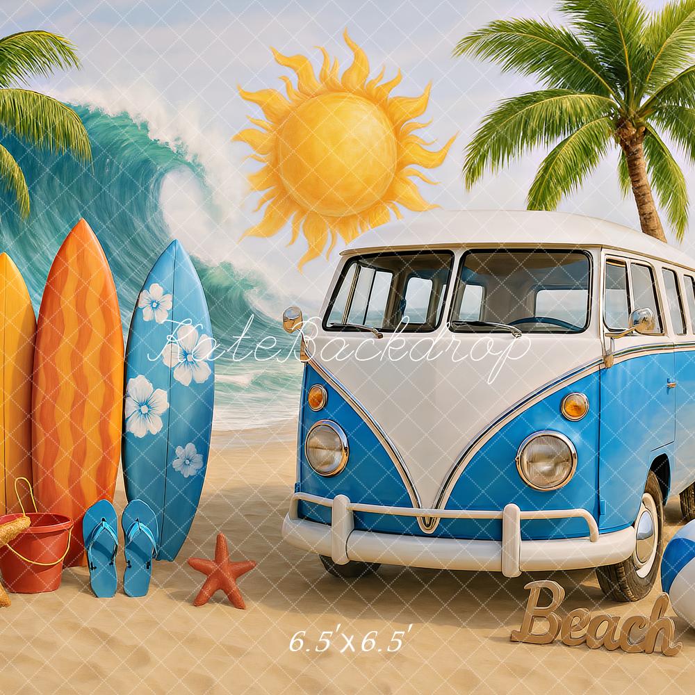 Kate Summer Beach Van Surfboards Sun Backdrop Designed by Ashley Paul - Image 2