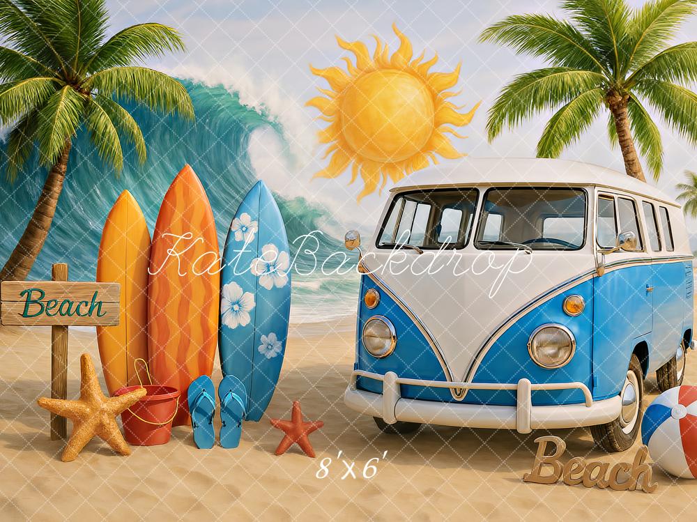 Kate Summer Beach Van Surfboards Sun Backdrop Designed by Ashley Paul - Image 3