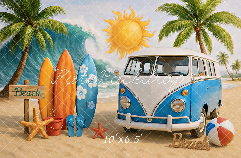 Kate Summer Beach Van Surfboards Sun Backdrop Designed by Ashley Paul - Image 4