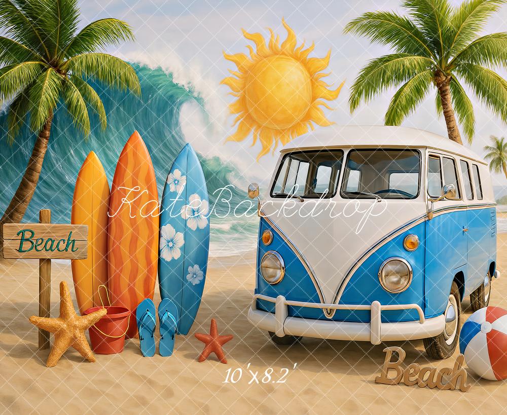 Kate Summer Beach Van Surfboards Sun Backdrop Designed by Ashley Paul - Image 5
