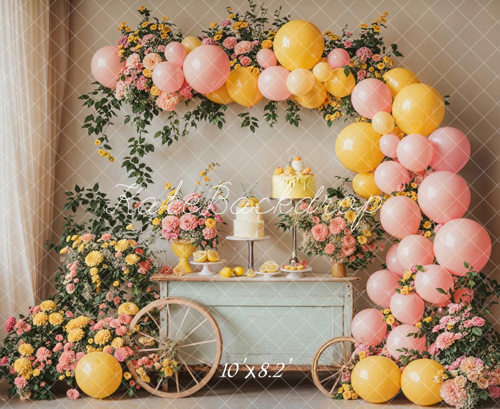 Kate Summer Cake Smash Lemon Flower Balloons Backdrop Designed by Emetselch - Image 6