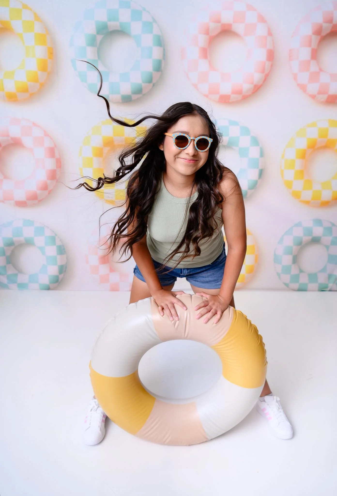 Kate Summer Checkered Swimming Ring Backdrop Designed by Ashley Paul - Image 3