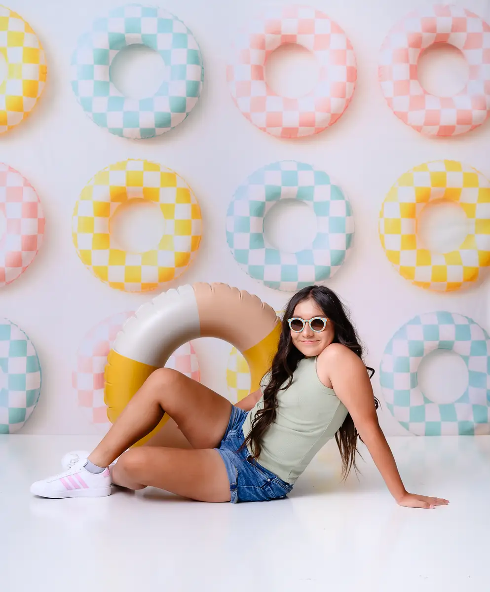 Kate Summer Checkered Swimming Ring Backdrop Designed by Ashley Paul - Image 4