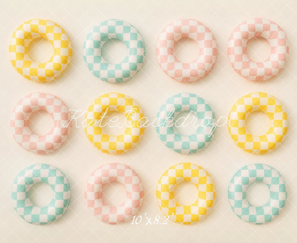Kate Summer Checkered Swimming Ring Backdrop Designed by Ashley Paul - Image 8