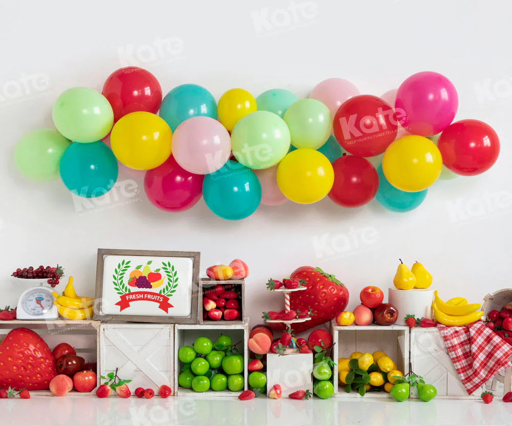 Kate Summer Colorful Balloons Fruit Backdrop Designed by Emetselch - Image 3