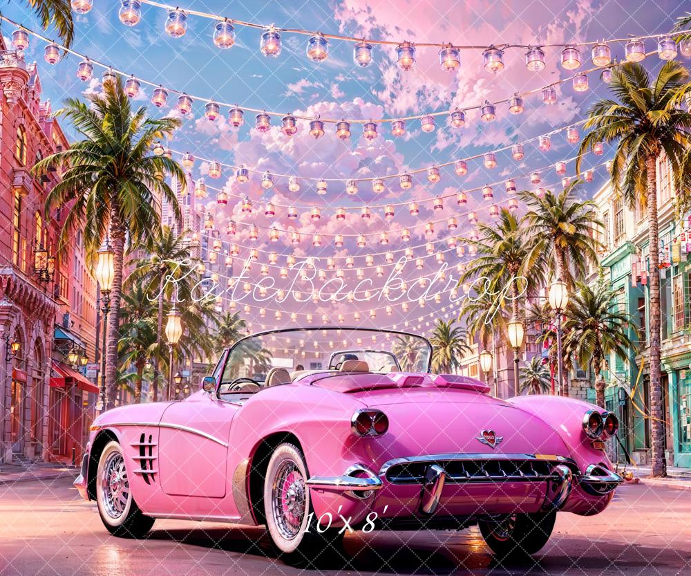 Kate Summer Fashion Doll Street Pink Car Backdrop for Photography - Image 5