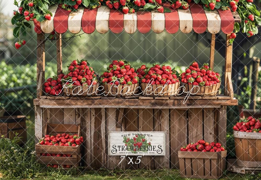 Kate Summer Forest Red Strawberry Stand Backdrop Designed by Emetselch - Image 2