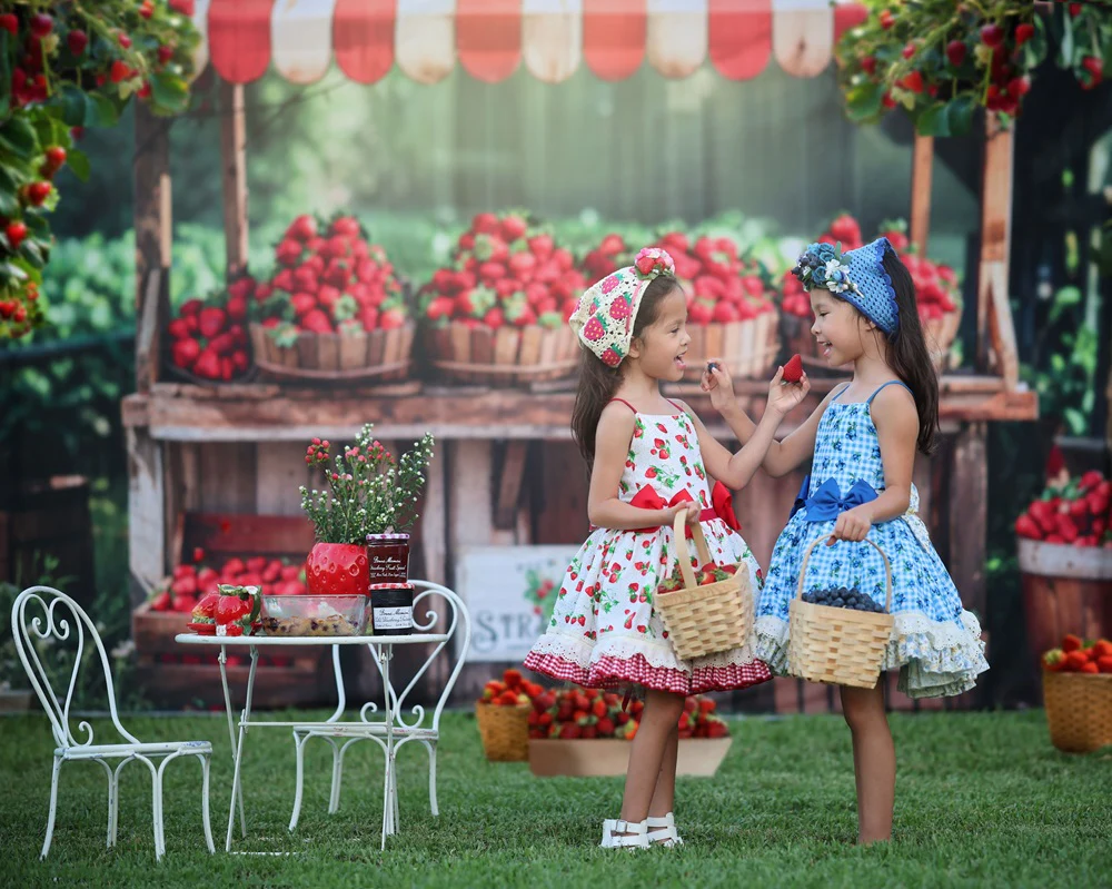 Kate Summer Forest Red Strawberry Stand Backdrop Designed by Emetselch - Image 3