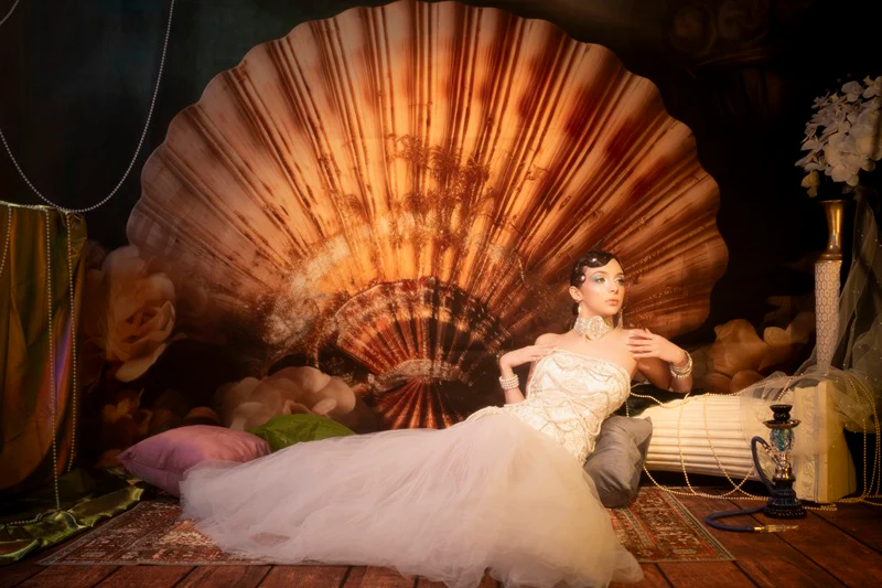 Kate Summer Giant Seashell Floral Backdrop Designed by Patty Robert - Image 6