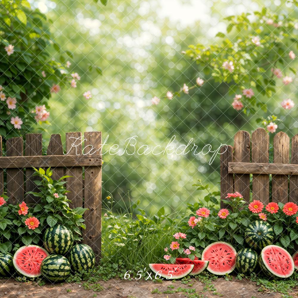 Kate Summer Green Plant Flower Watermelon Backdrop Designed by Emetselch - Image 2