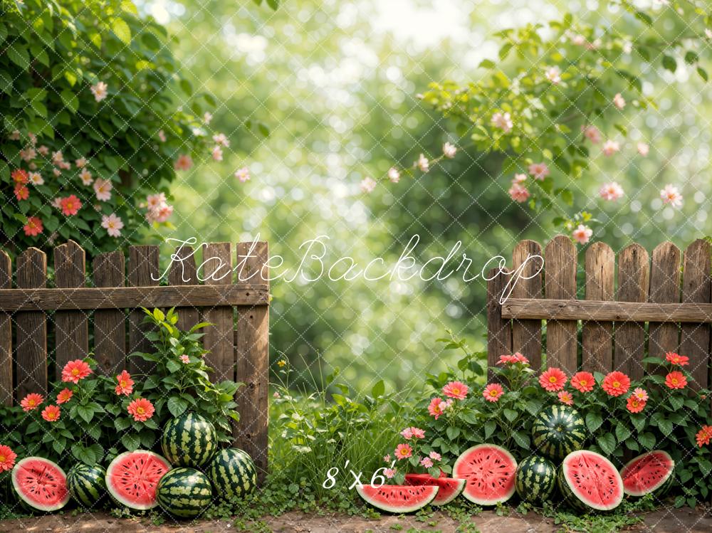 Kate Summer Green Plant Flower Watermelon Backdrop Designed by Emetselch - Image 3