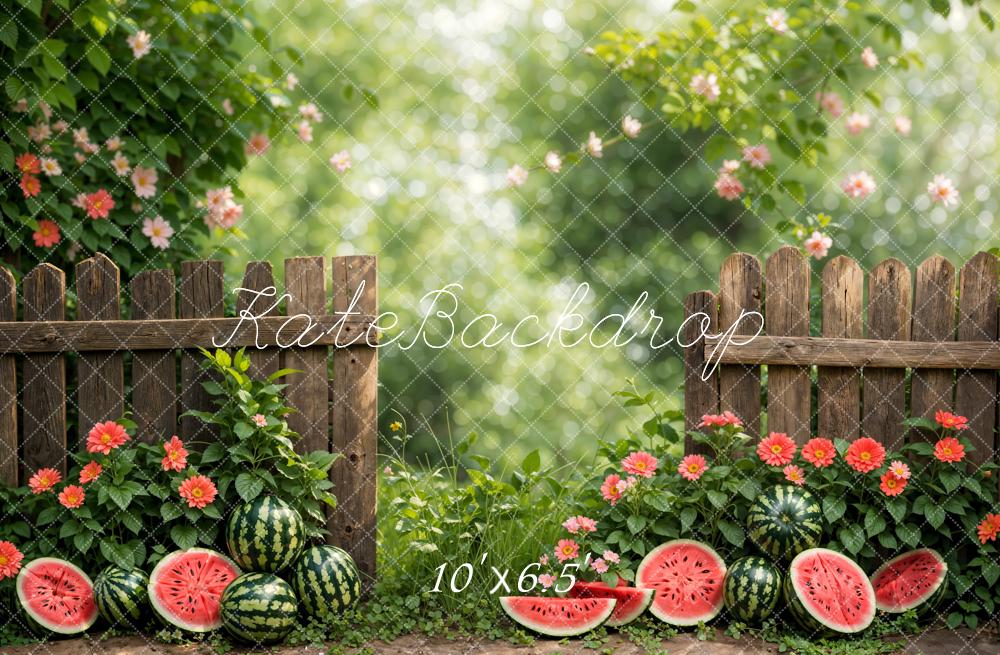 Kate Summer Green Plant Flower Watermelon Backdrop Designed by Emetselch - Image 4