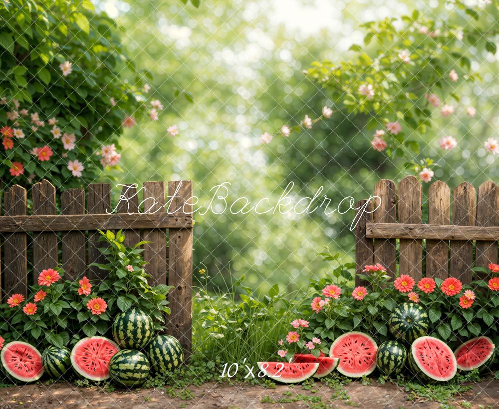 Kate Summer Green Plant Flower Watermelon Backdrop Designed by Emetselch - Image 5