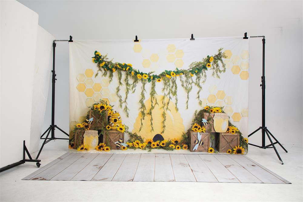 Kate Summer Honey Bee Sunflower Backdrop Designed by Megan Leigh Photography - Image 10
