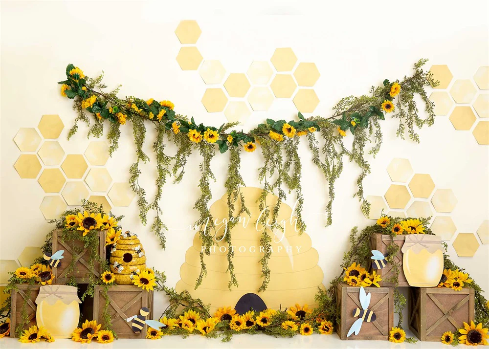 Kate Summer Honey Bee Sunflower Backdrop Designed by Megan Leigh Photography - Image 2