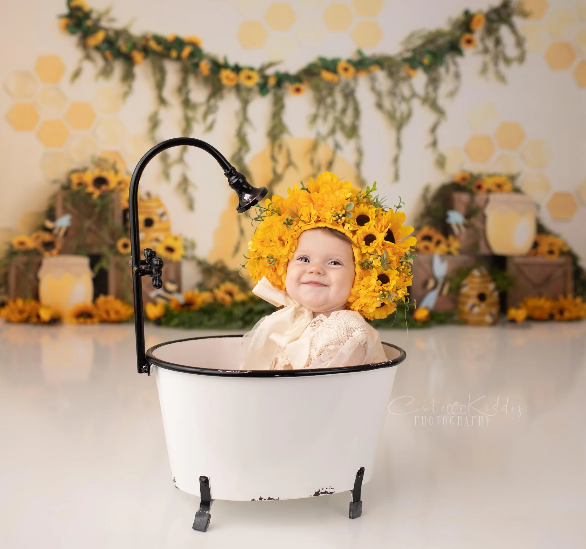 Kate Summer Honey Bee Sunflower Backdrop Designed by Megan Leigh Photography - Image 5