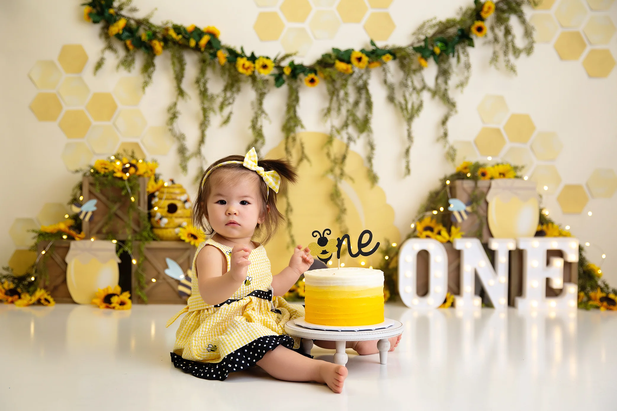 Kate Summer Honey Bee Sunflower Backdrop Designed by Megan Leigh Photography - Image 6