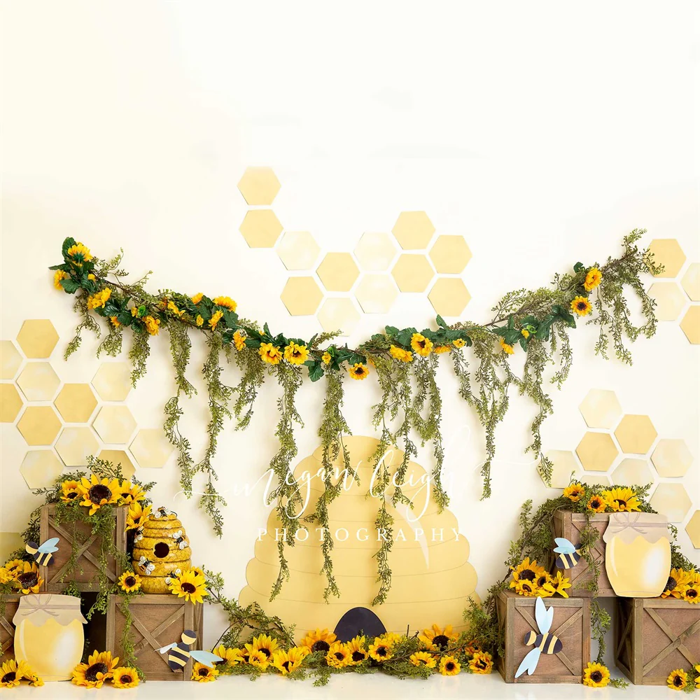 Kate Summer Honey Bee Sunflower Backdrop Designed by Megan Leigh Photography - Image 7