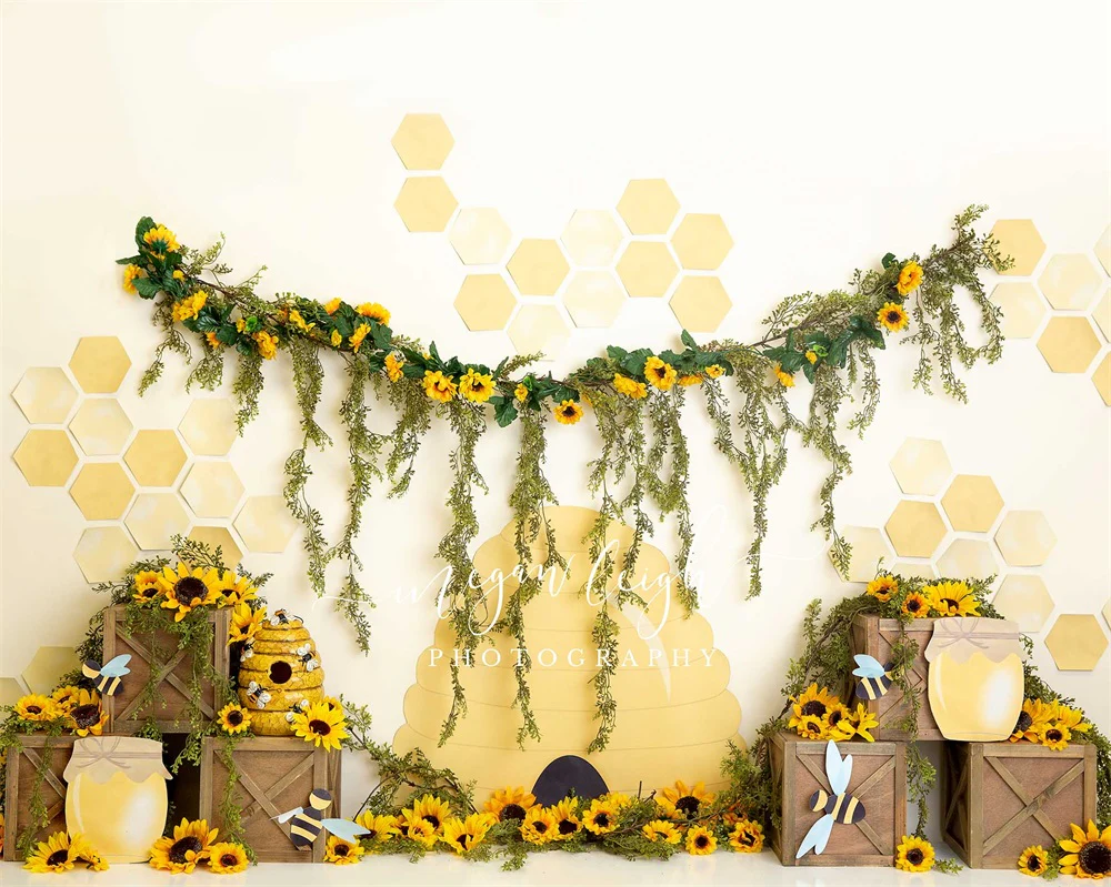 Kate Summer Honey Bee Sunflower Backdrop Designed by Megan Leigh Photography - Image 8