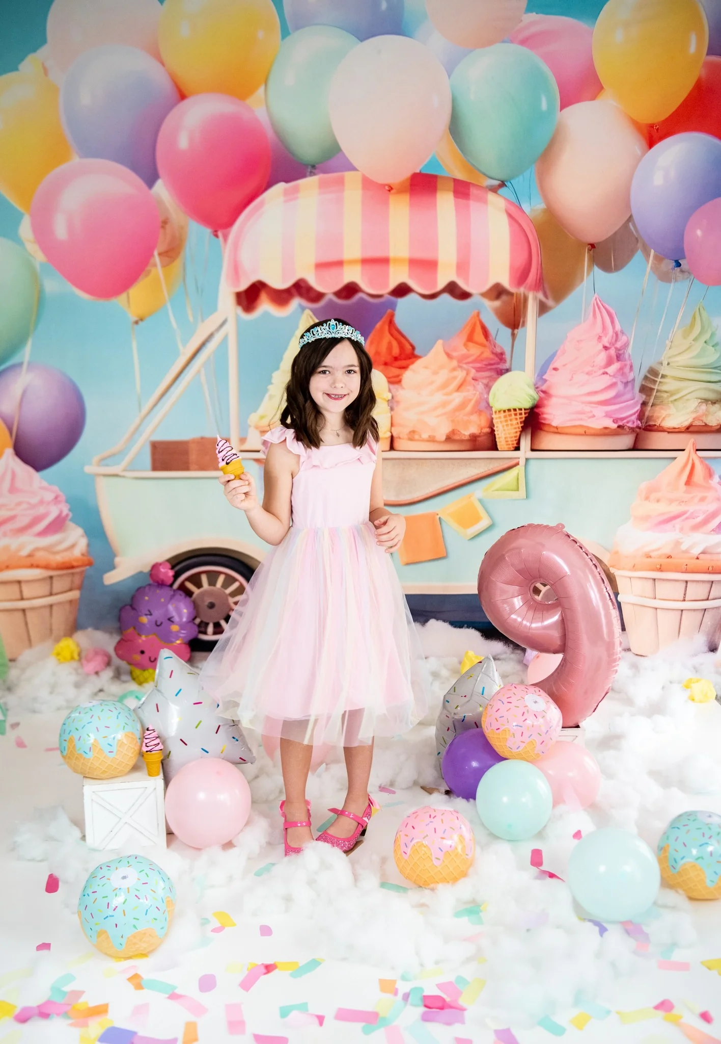 Kate Summer Ice Cream Car Balloon Backdrop Designed by Chain Photography