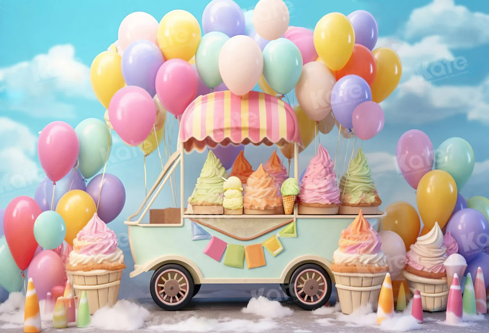 Kate Summer Ice Cream Car Balloon Backdrop Designed by Chain Photography - Image 2