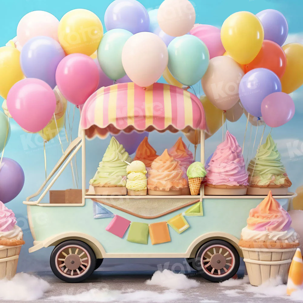 Kate Summer Ice Cream Car Balloon Backdrop Designed by Chain Photography - Image 6
