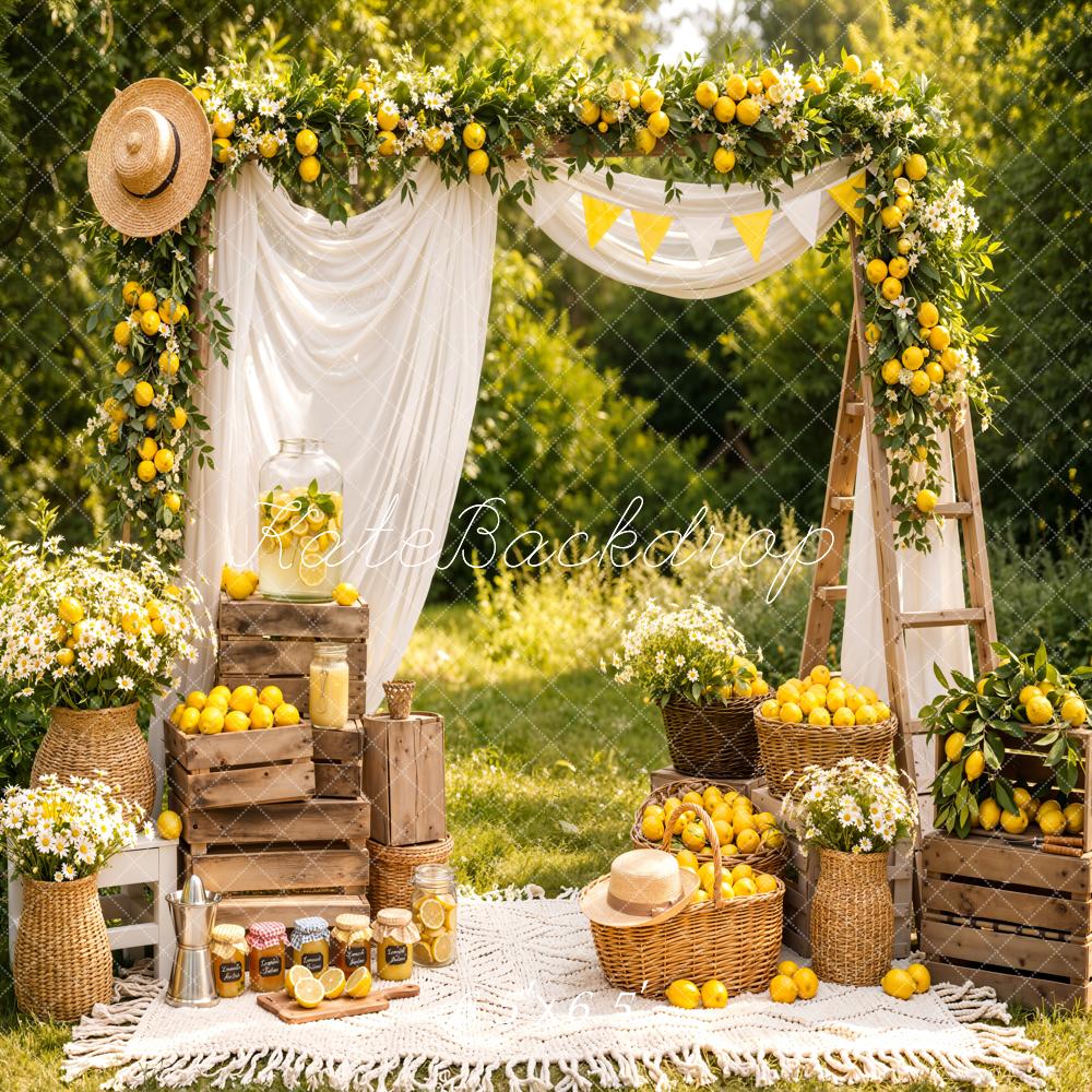 Kate Summer Lemon Arch Picnic Scene Backdrop Designed by Emetselch - Image 2