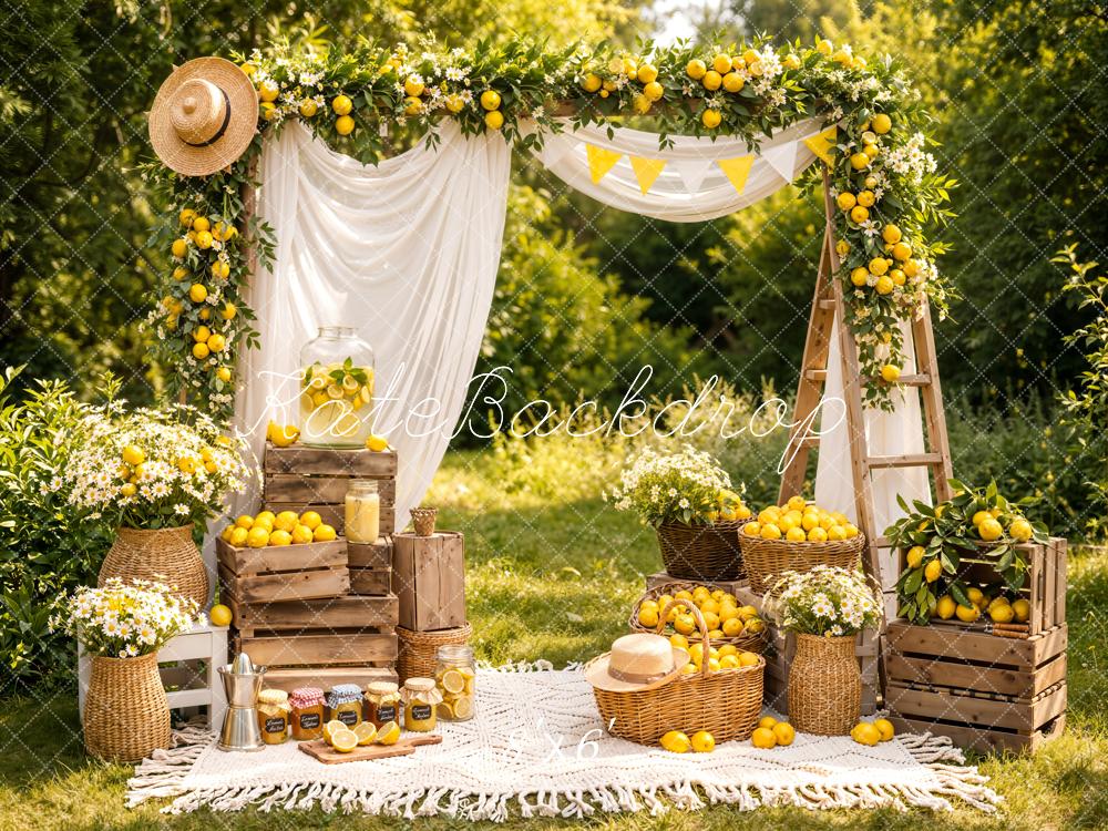Kate Summer Lemon Arch Picnic Scene Backdrop Designed by Emetselch - Image 3