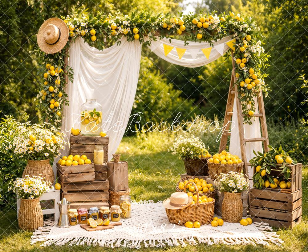 Kate Summer Lemon Arch Picnic Scene Backdrop Designed by Emetselch - Image 6
