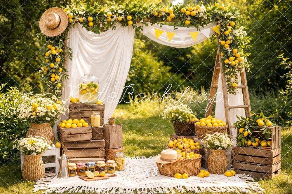 Kate Summer Lemon Arch Picnic Scene Backdrop Designed by Emetselch - Image 8