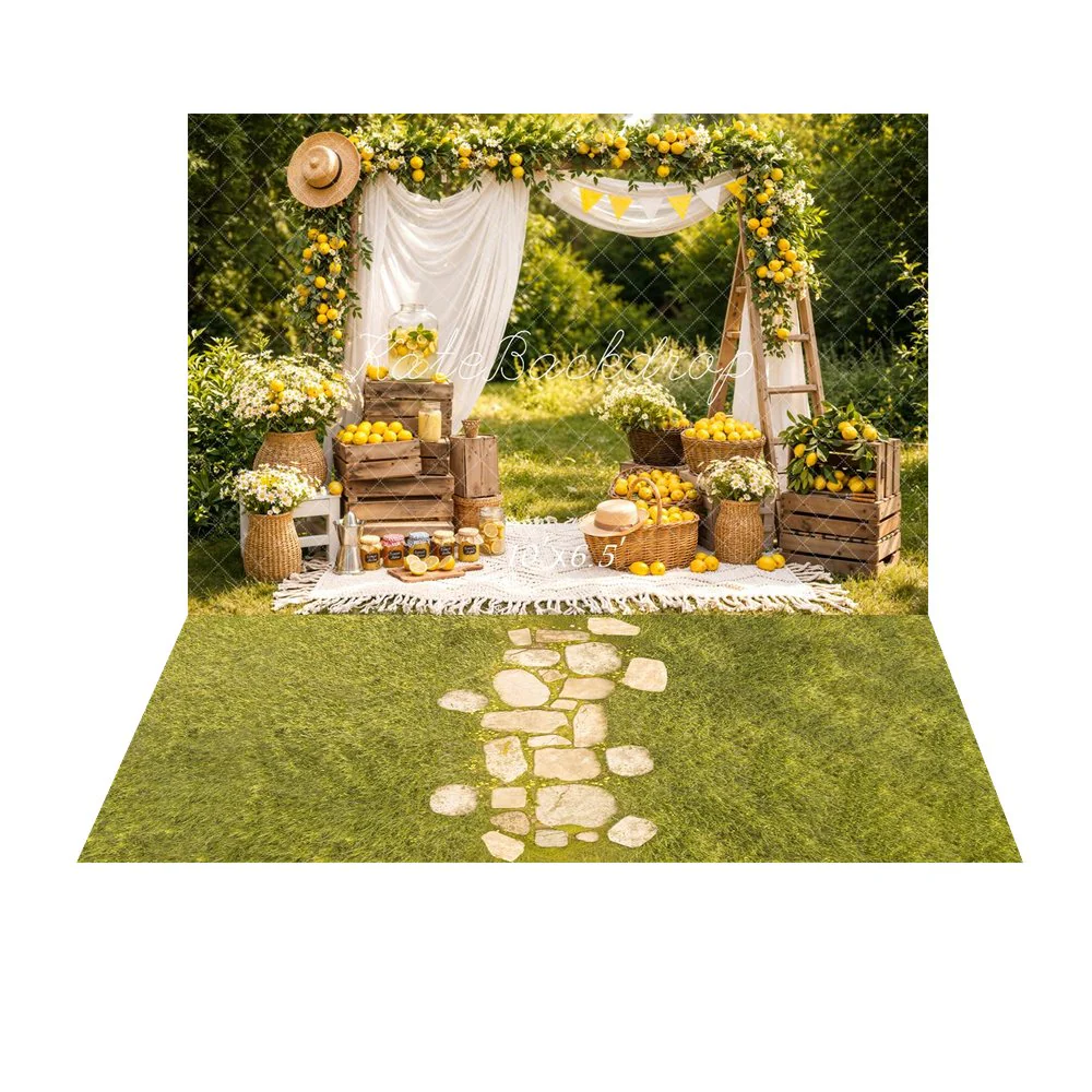 Kate Summer Lemon Arch Picnic Scene Backdrop+Stone Pathway Meadow Backdrop - Image 4
